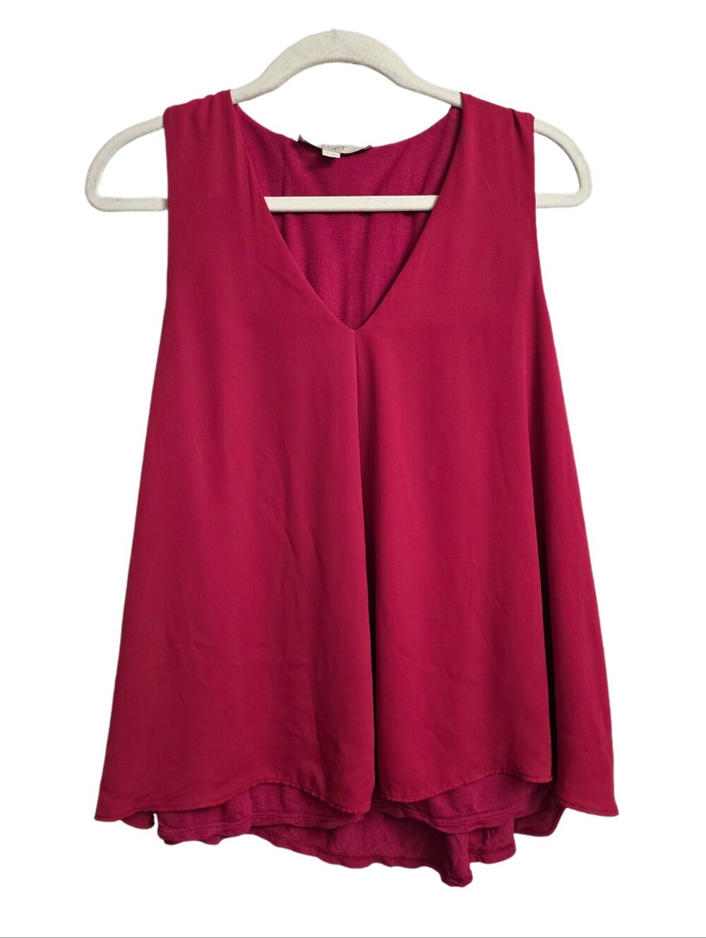 LOFT Flowy V-Neck Sleeveless Top in Raspberry Size Large P